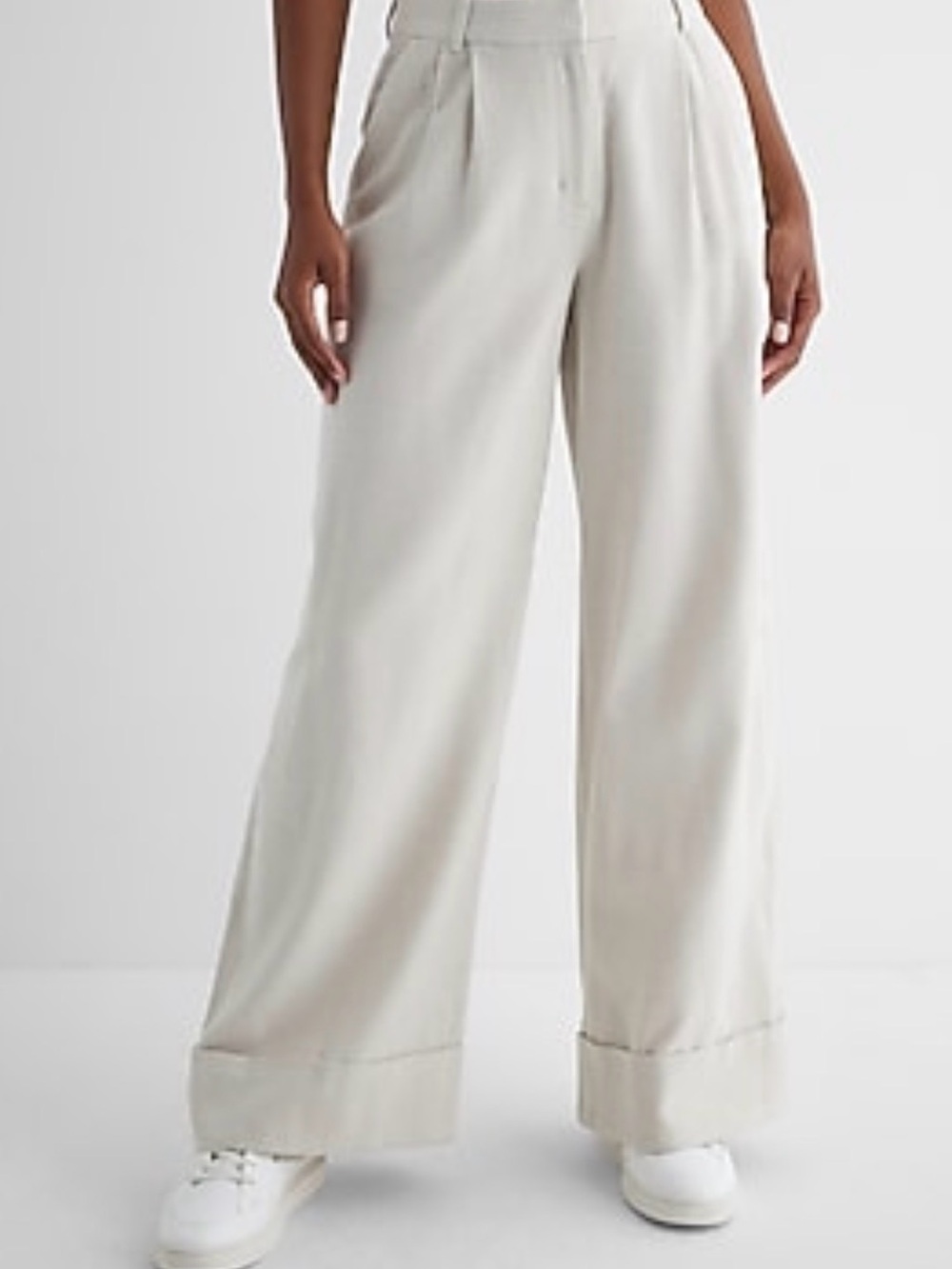 Express Stylist High Waisted Cuffed Wide Leg Pant